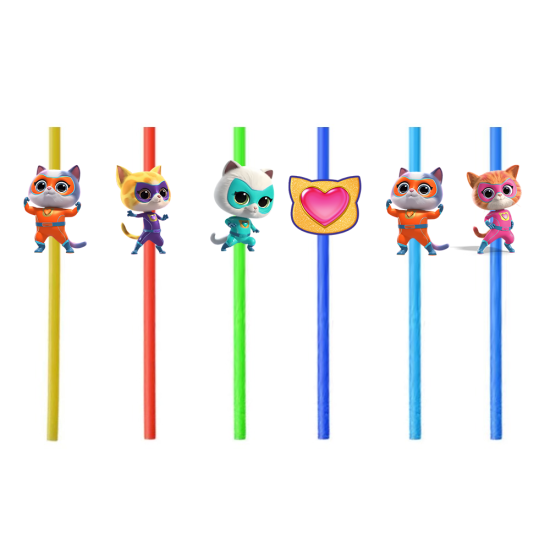 Super Kitties Temalı Plastik Pipet