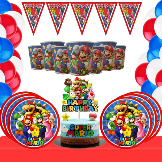 Super Mario Konseptli 16 Kişilik Parti Seti