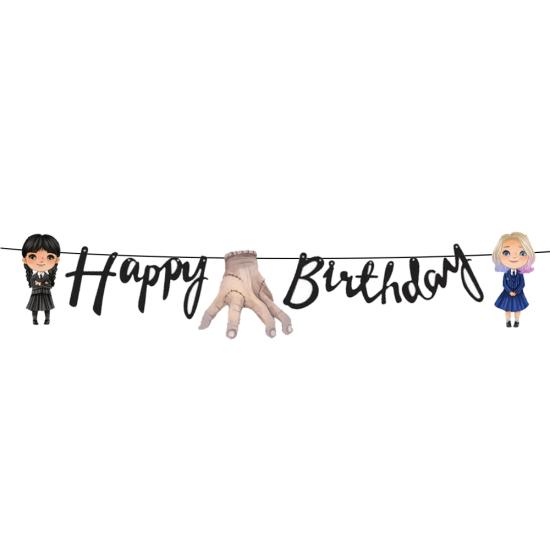 Wednesday Temalı Happy Birthday Kaligrafi Banner