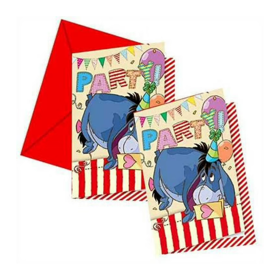 Winnie The Pooh Konsepti Davetiye 6 Adet
