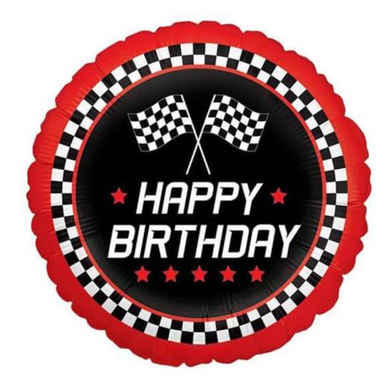 Yarış Temalı Happy Birthday Yuvarlak Folyo Balon