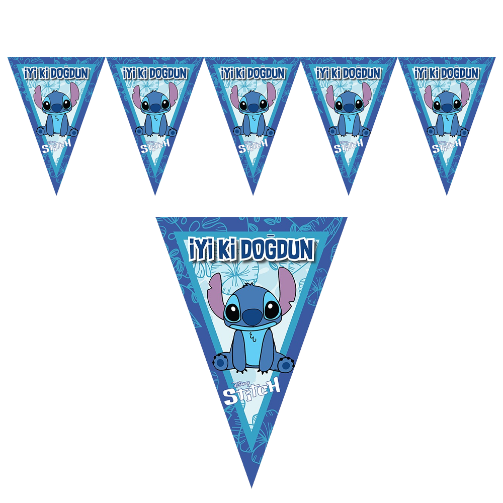 Stitch Temalı İyi Ki Doğdun Flama Bayrak