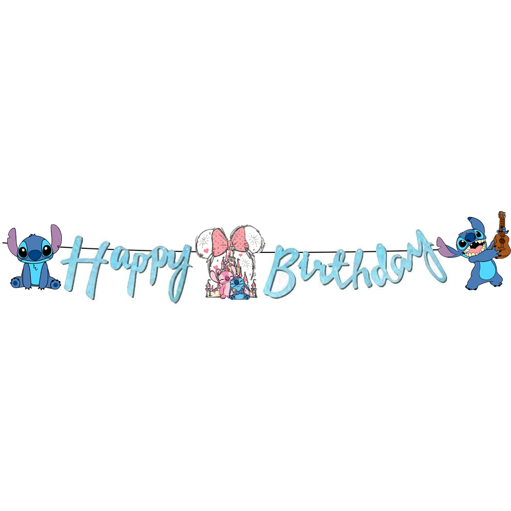 Stitch Konsepti Happy Birthday Kaligrafi Banner