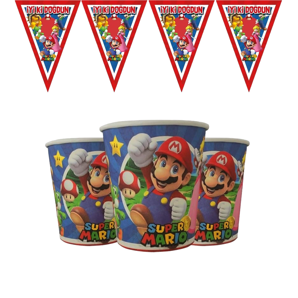 Super Mario Konseptli 8 Kişilik Parti Seti