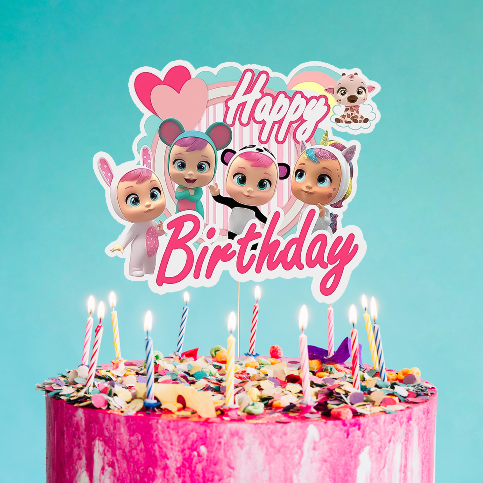 SuperKitties Temalı Happy Birthday Pasta Süsü