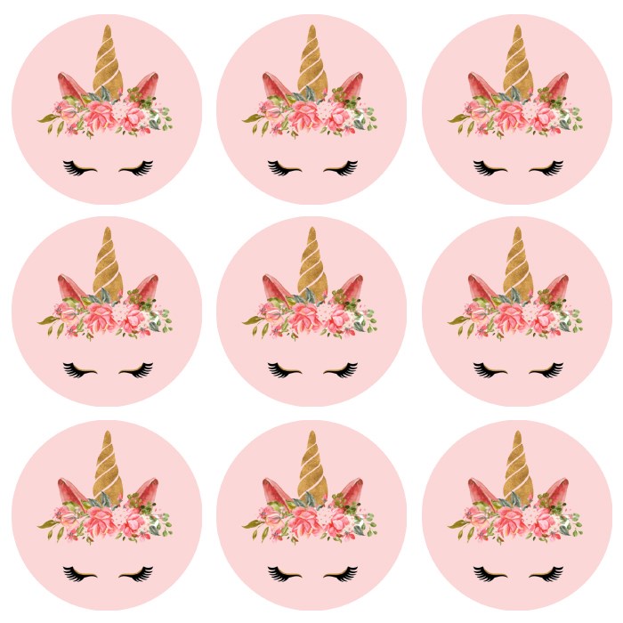 Unicorn Konseptli Sticker 10 Adet - 5 cm