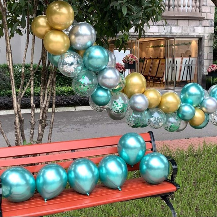 Metalik Yeşil Krom Kaplı Balon - 5 Adet